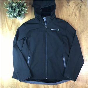 Free Country Jacket Black Zippered Faux Fur Lining